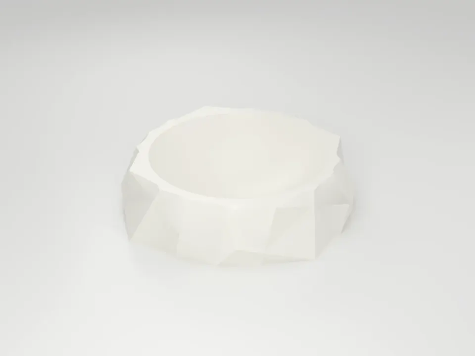 The antimicrobial feeding bowl, seen from the front corner