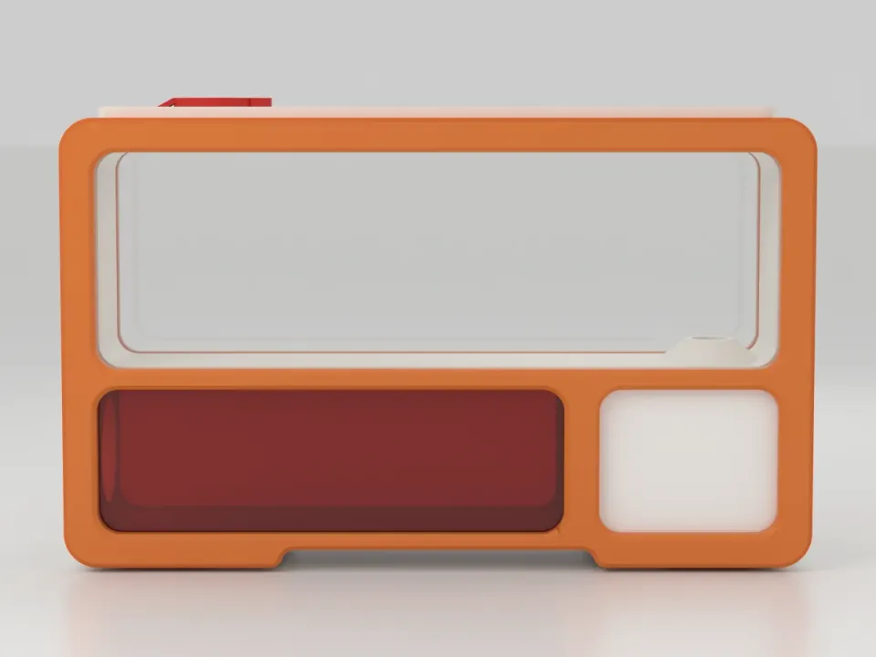 The AntHome from the front with sunset orange bezels