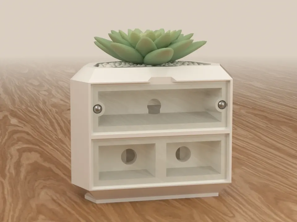 Show: The Vertical Ceramic Nest from the front, showing both chambers and their windows